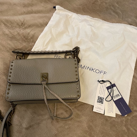 Rebecca minkoff Darren top handle crossbody leather tan studded bad - Picture 5 of 7